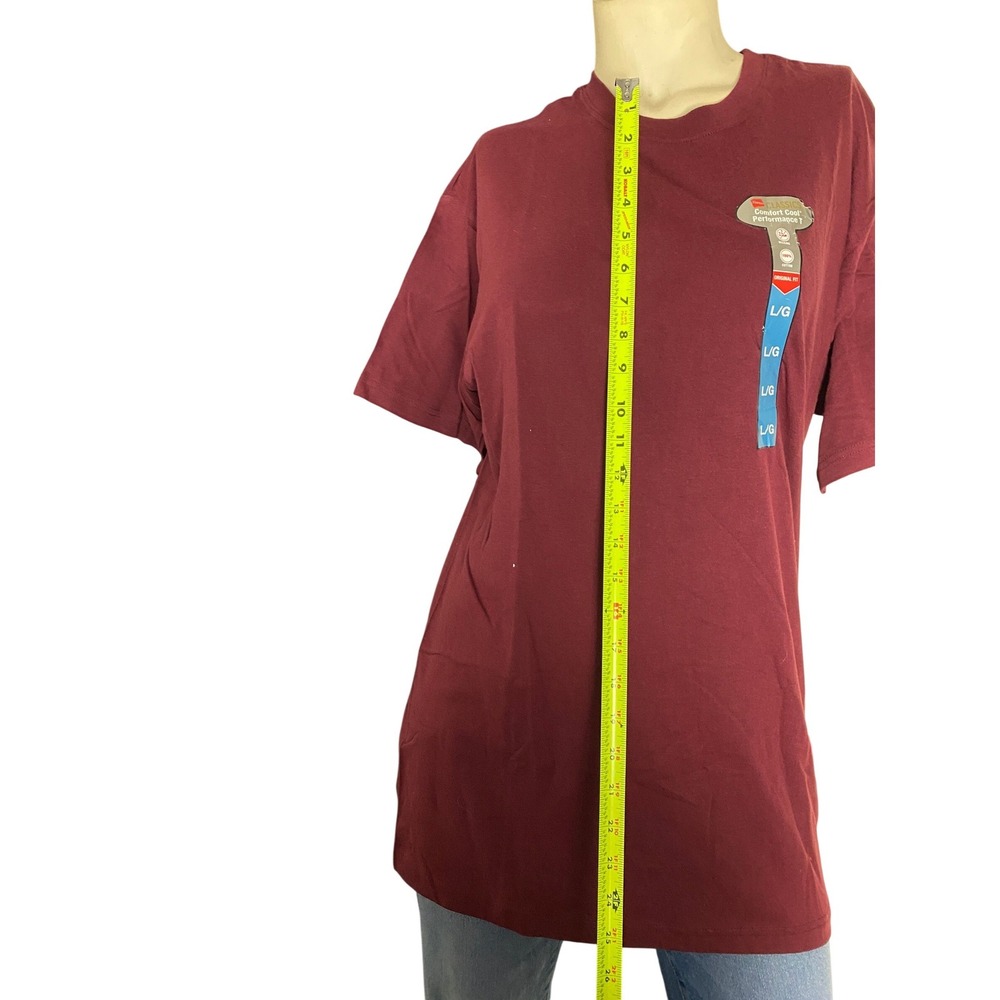 Hanes Comfort Cool Performance T-Shirt Mens Large Burgundy Short Sleeve Tee L/G